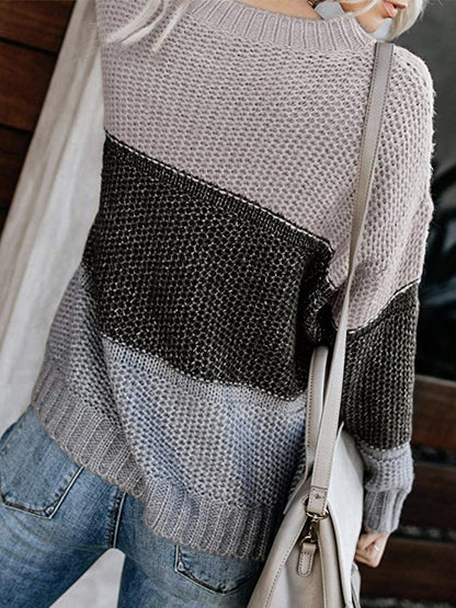 Casual Winter Fall Long Sleeve Drop Shoulder Sweater Pullover