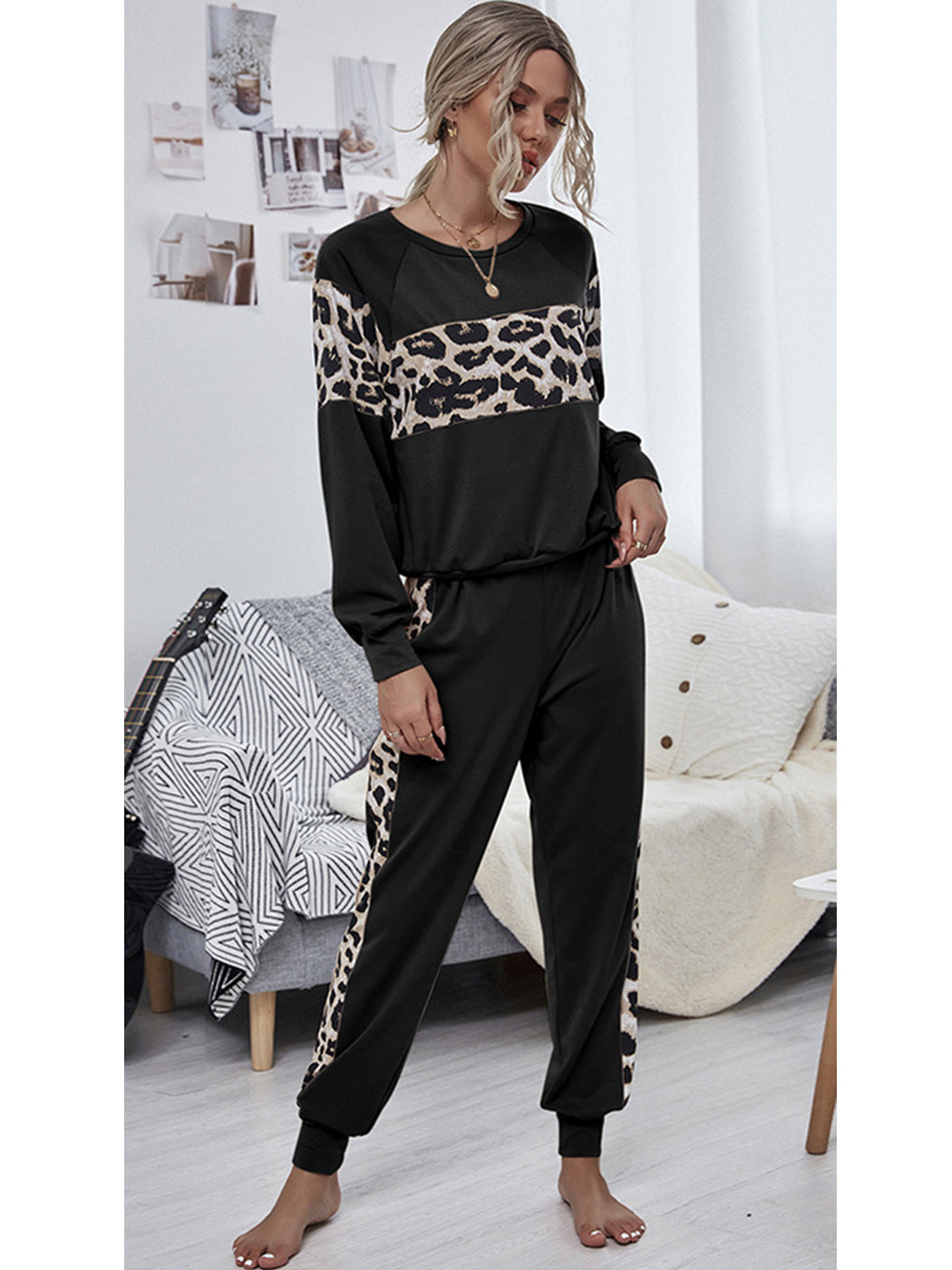 2 Piece Leopard Print Jump Suit Set