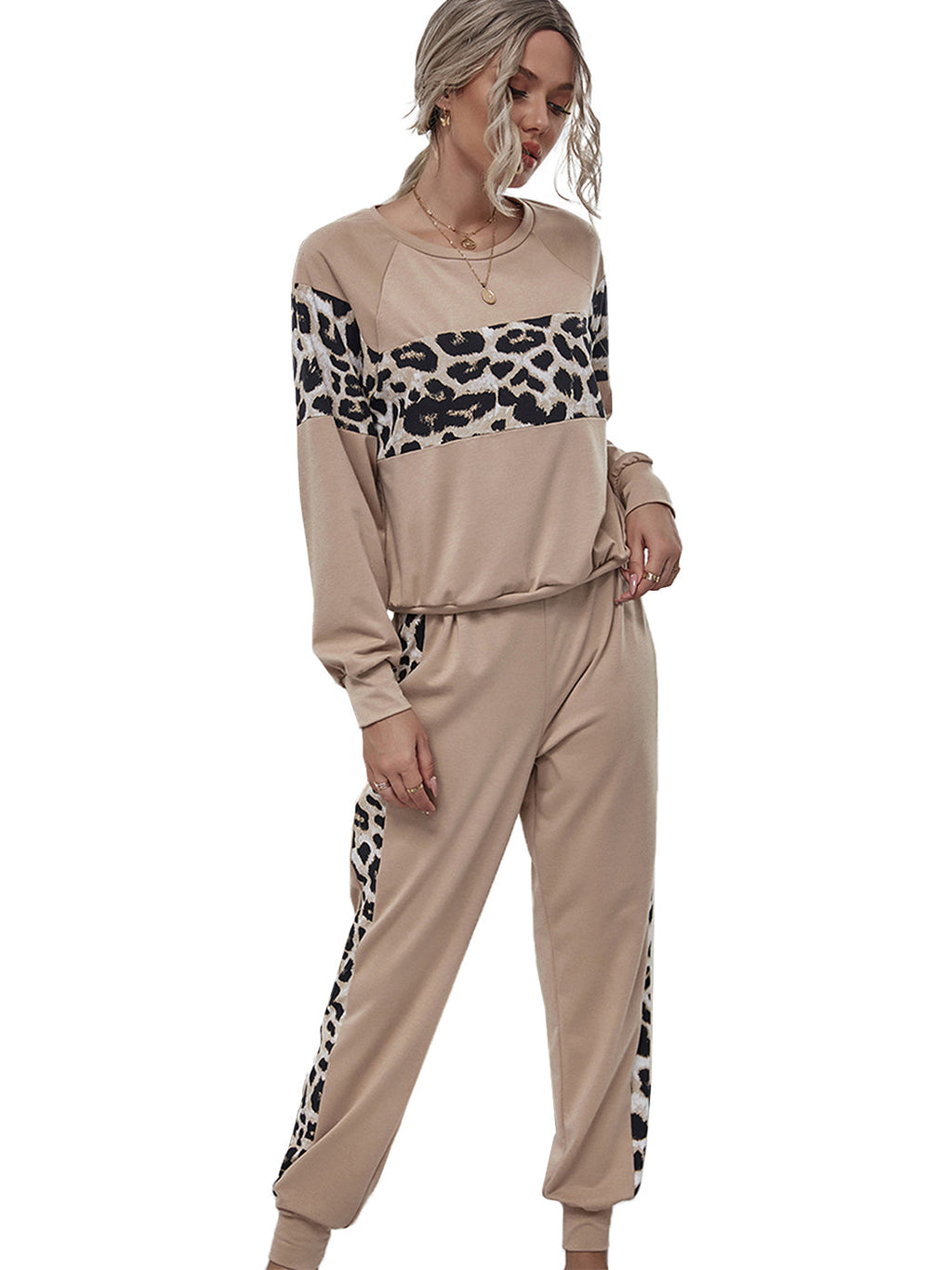 Conjunto de mono de 2 piezas con estampado de leopardo