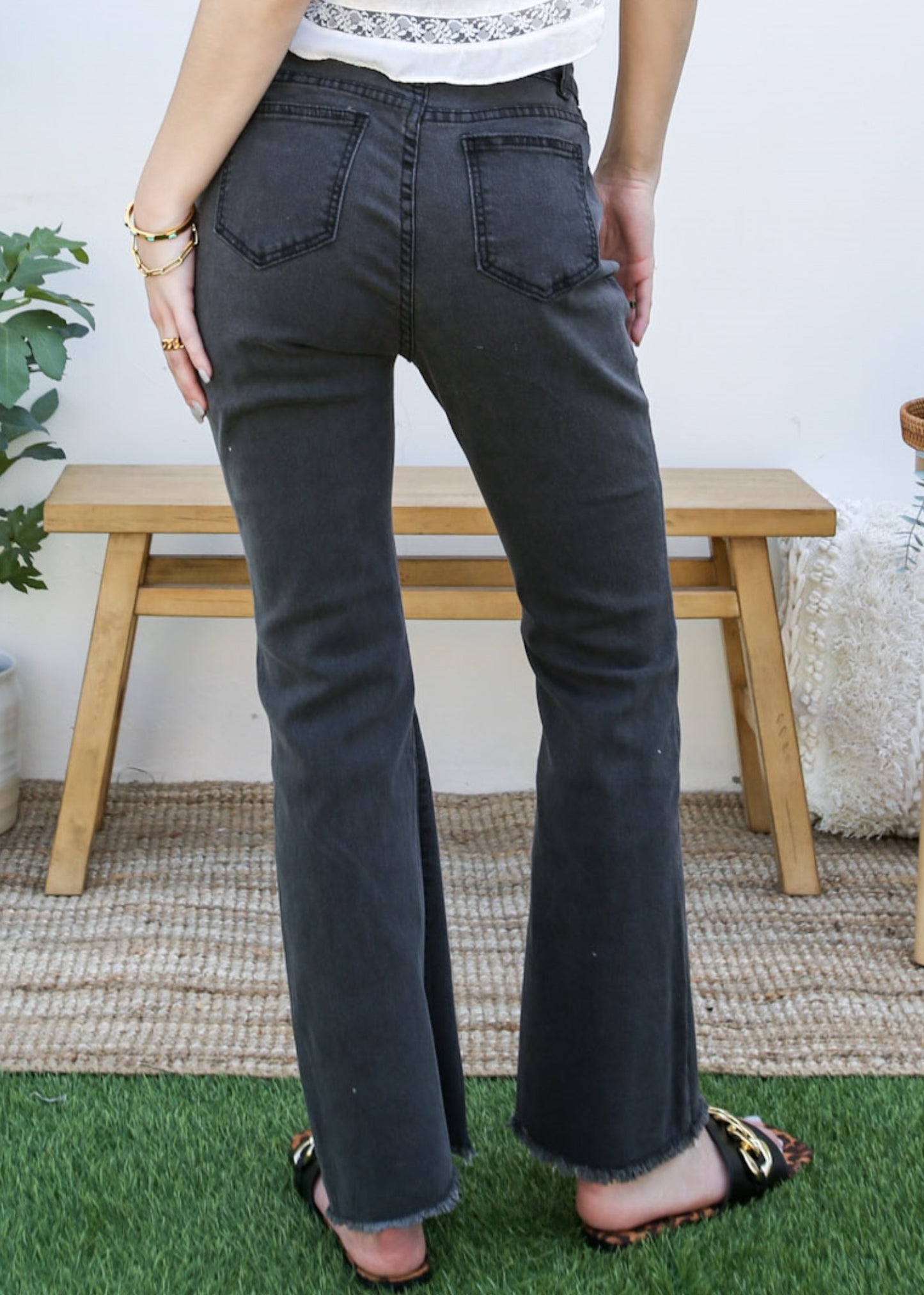 Women's Distressed Flared Jeans Pants
