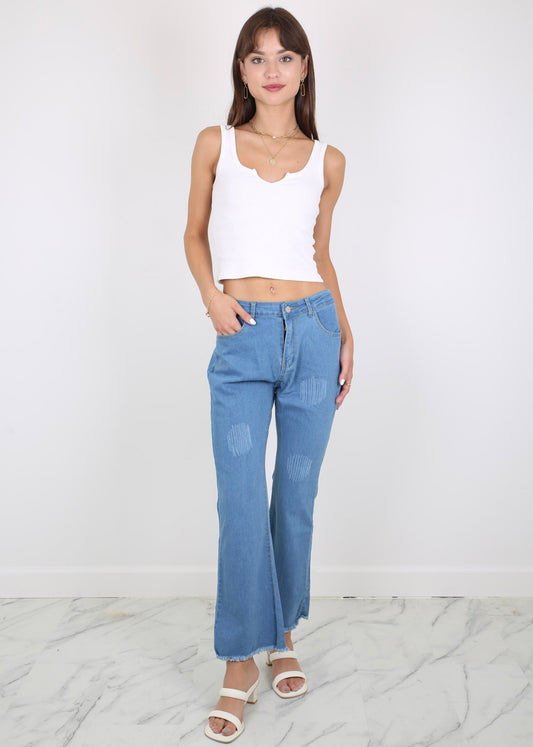 Women's Distressed Flared Jeans Pants