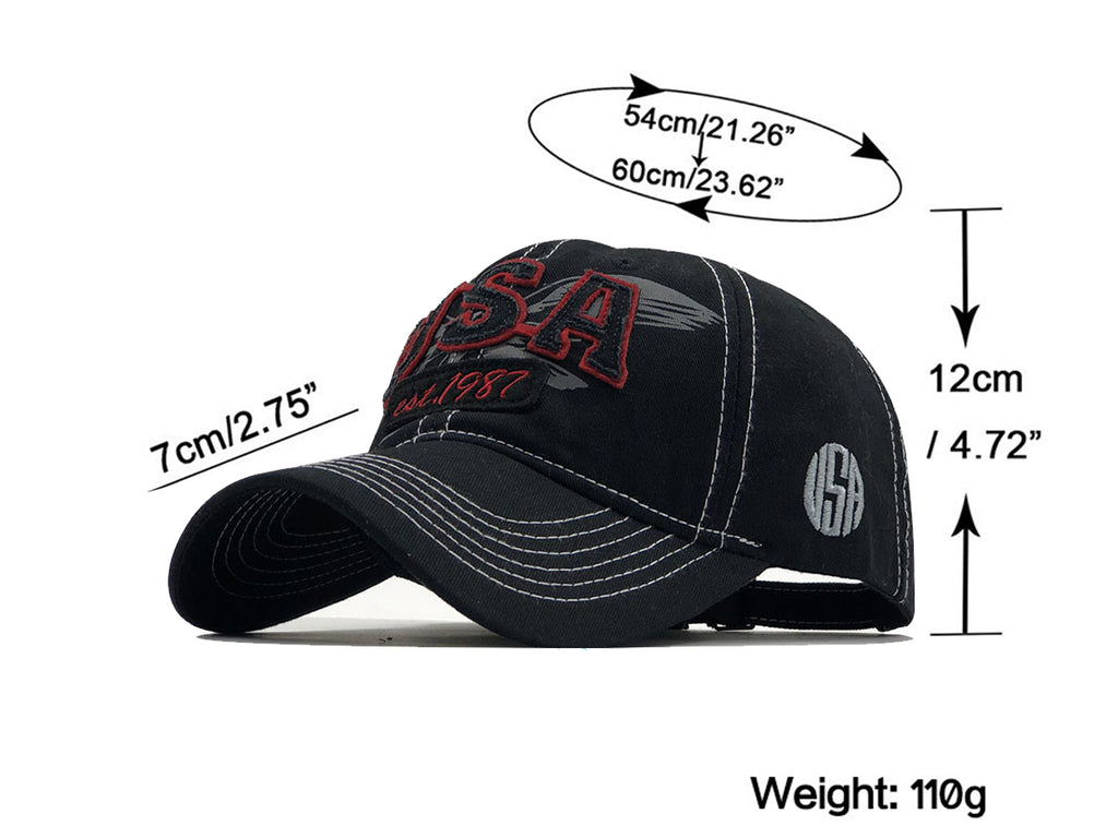 Gorra de béisbol estilo polo de algodón lavado con bordado estadounidense de Anna-Kaci