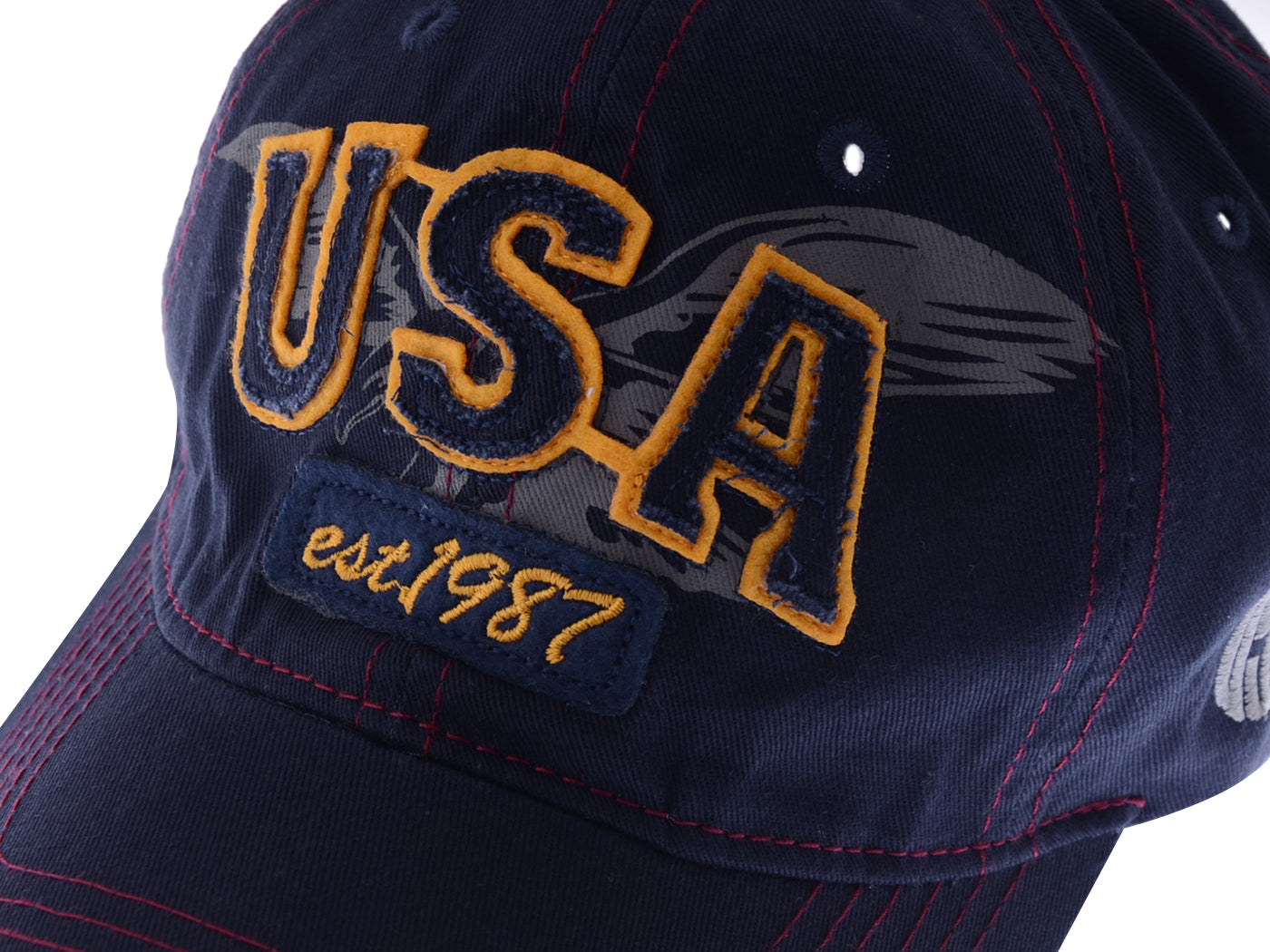 Gorra de béisbol estilo polo de algodón lavado con bordado estadounidense de Anna-Kaci