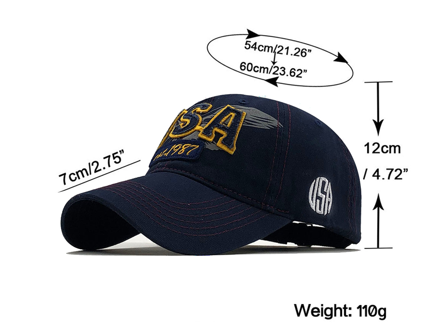 Gorra de béisbol estilo polo de algodón lavado con bordado estadounidense de Anna-Kaci