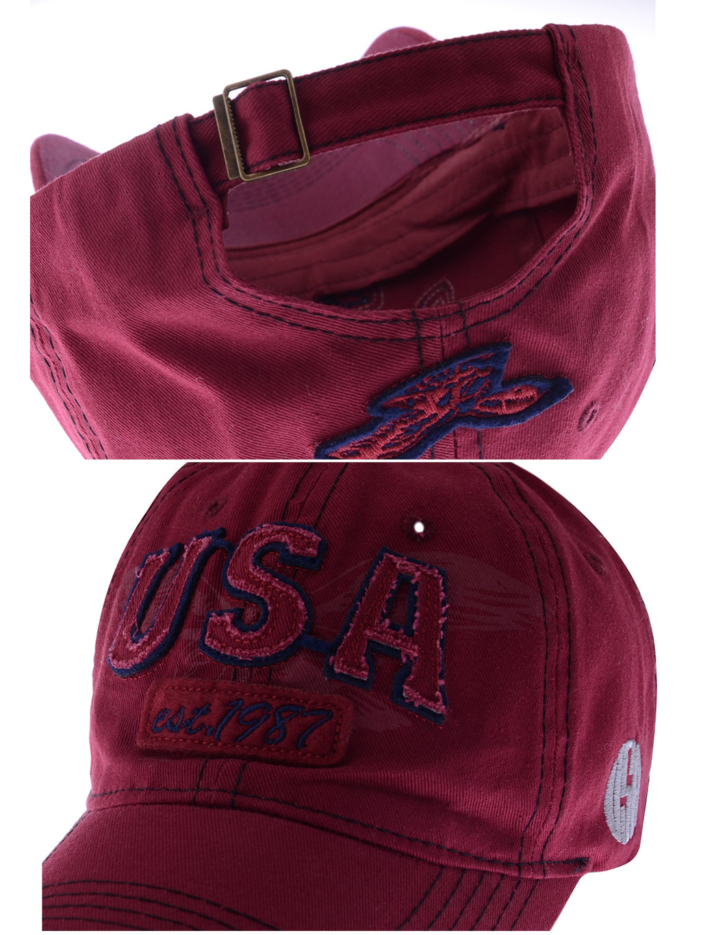 Gorra de béisbol estilo polo de algodón lavado con bordado estadounidense de Anna-Kaci