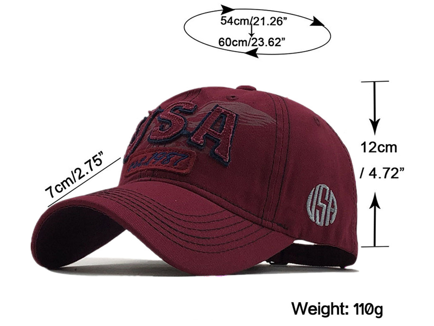 Gorra de béisbol estilo polo de algodón lavado con bordado estadounidense de Anna-Kaci