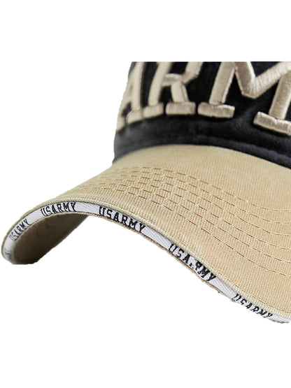 Gorra de béisbol ajustable de algodón con bordado de letras del ejército de EE. UU. con bandera estadounidense para hombres y mujeres