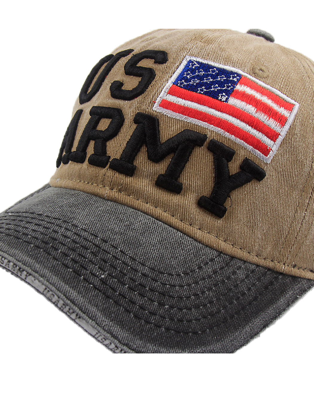 Gorra de béisbol ajustable de algodón con bordado de letras del ejército de EE. UU. con bandera estadounidense para hombres y mujeres