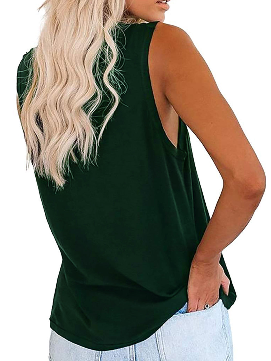Camisetas sin mangas para uso informal, camisetas lisas con cuello redondo, camisetas de verano