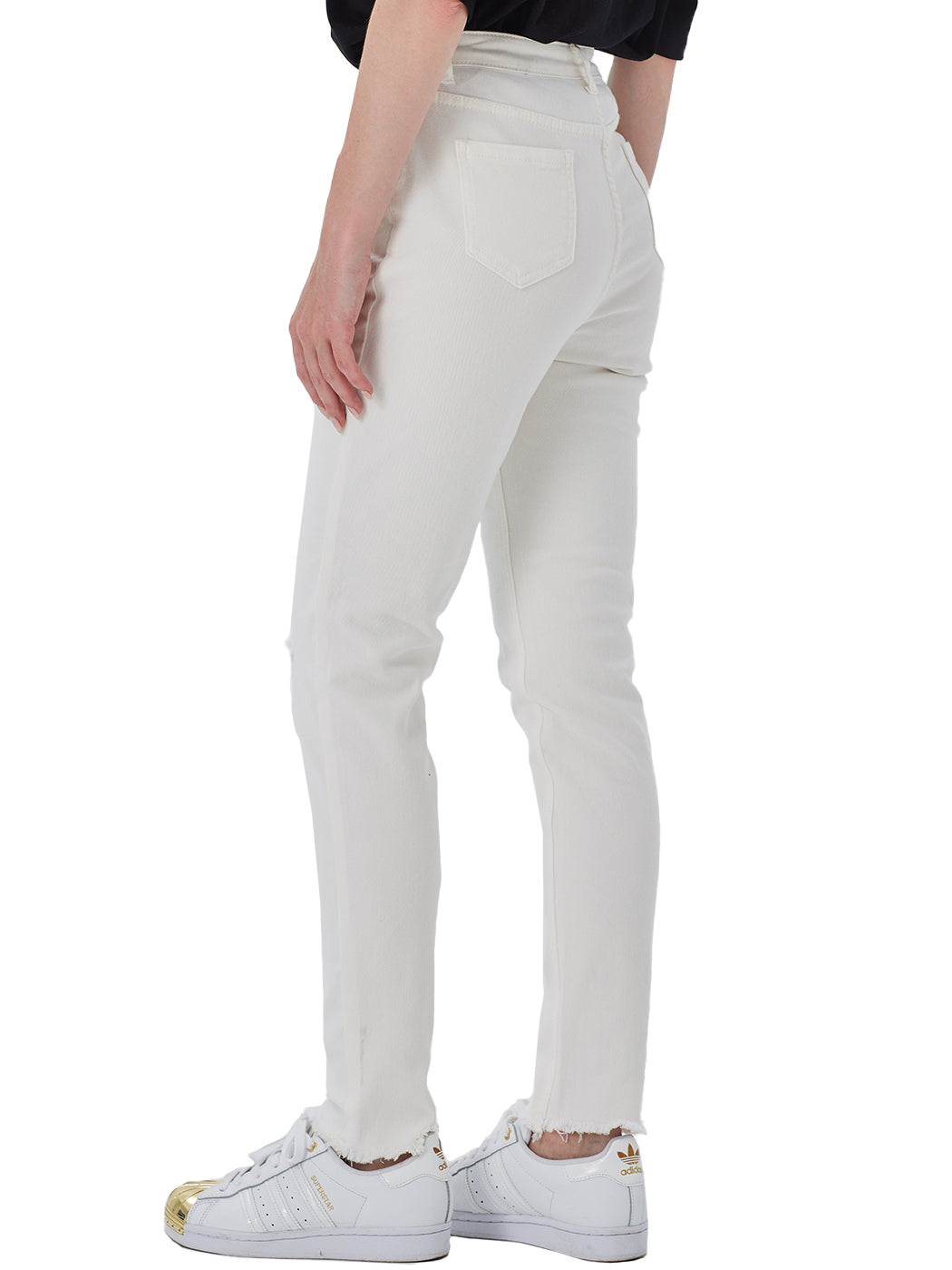 Pantalones vaqueros elásticos con tobillos rotos 