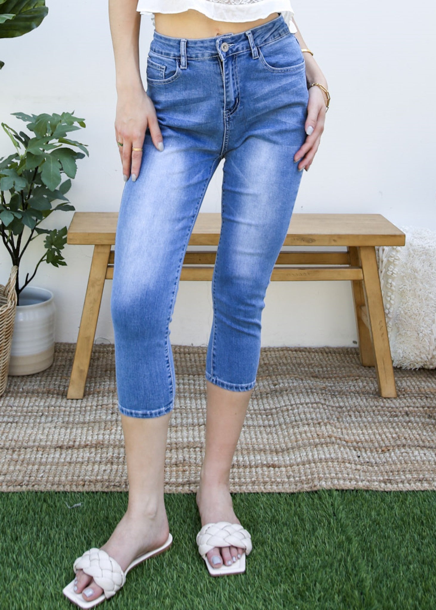 Vaqueros boyfriend capri de corte ajustado 