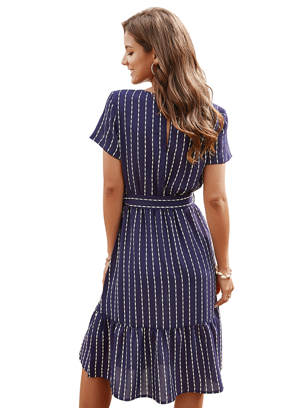 Vestido cruzado a rayas 