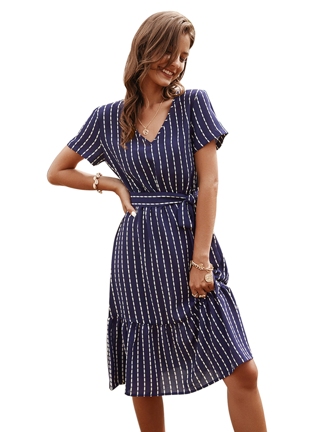Vestido cruzado a rayas 