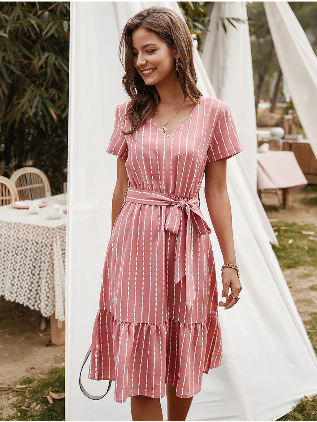 Vestido cruzado a rayas 