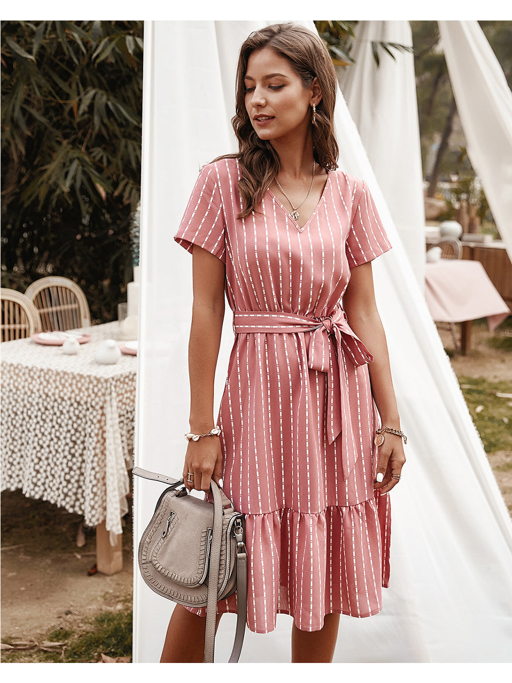 Vestido cruzado a rayas 