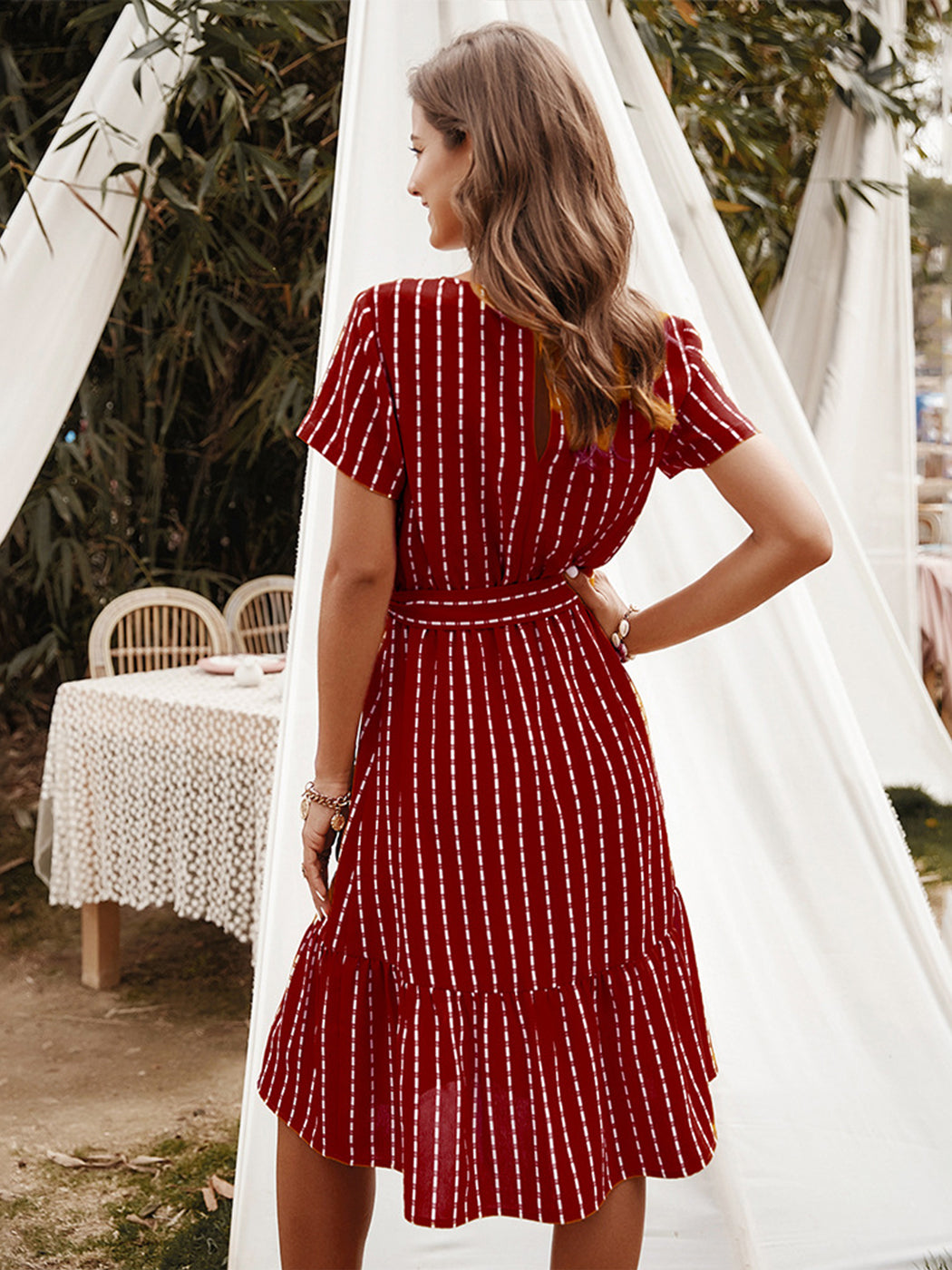 Vestido cruzado a rayas 
