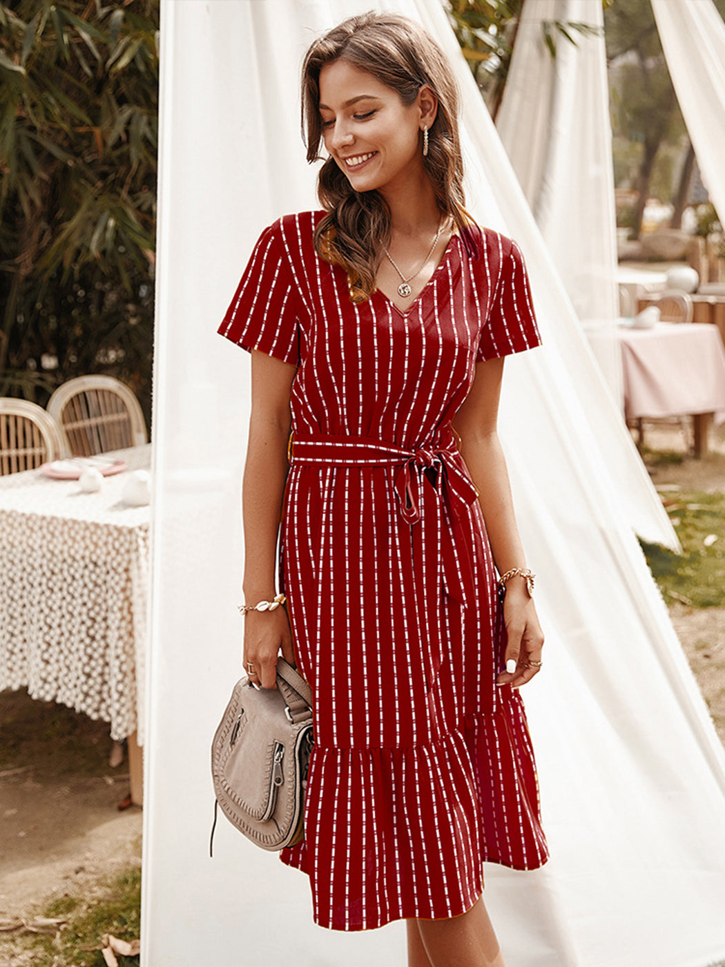Vestido cruzado a rayas 