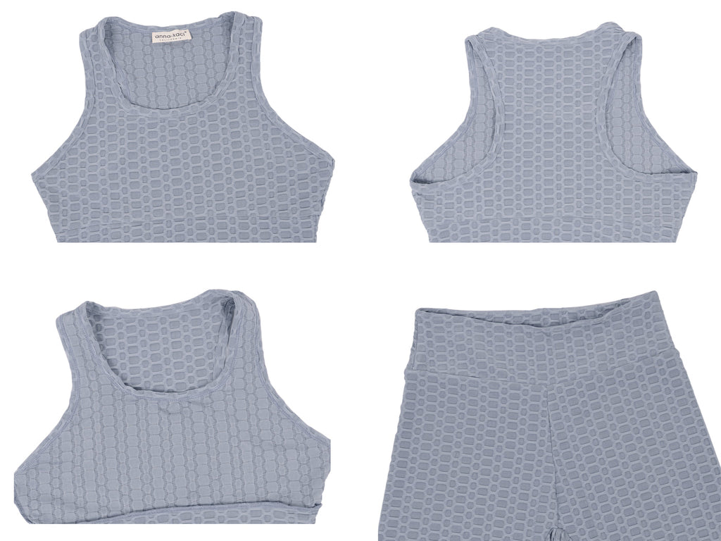 Seamless Yoga Workout Set for Stretchy 2 Piece Outfits Raceback Crop Top High Waist Gym Shorts
