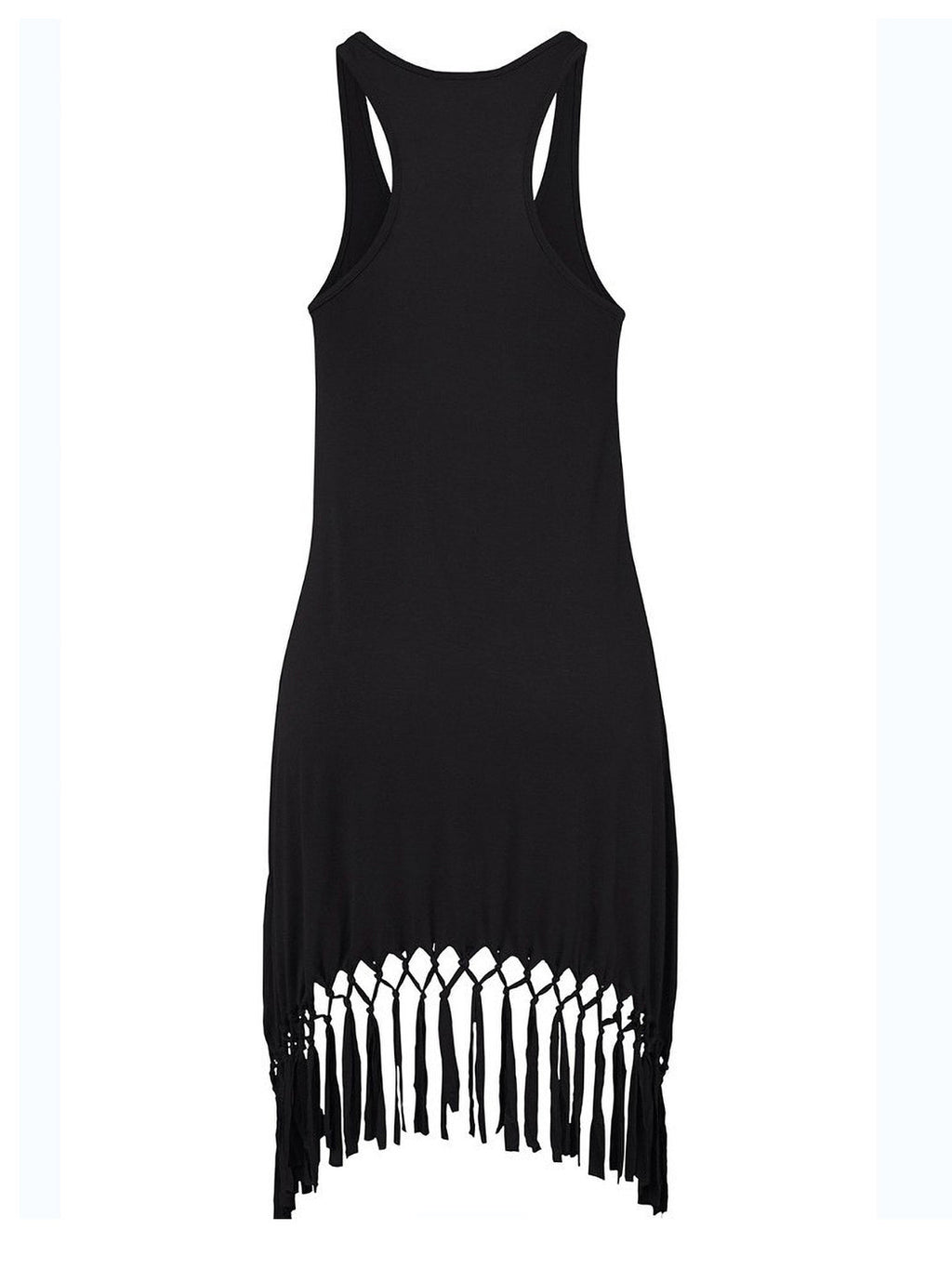 Vestido de verano sin mangas con borlas, informal, de color liso, estilo playero