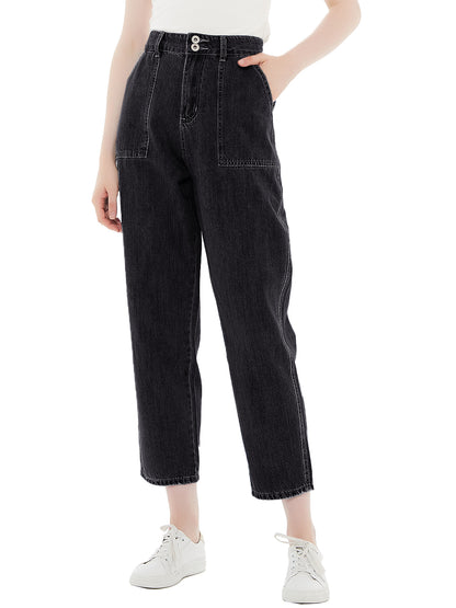 Loose Tapered Crop Denim Pants