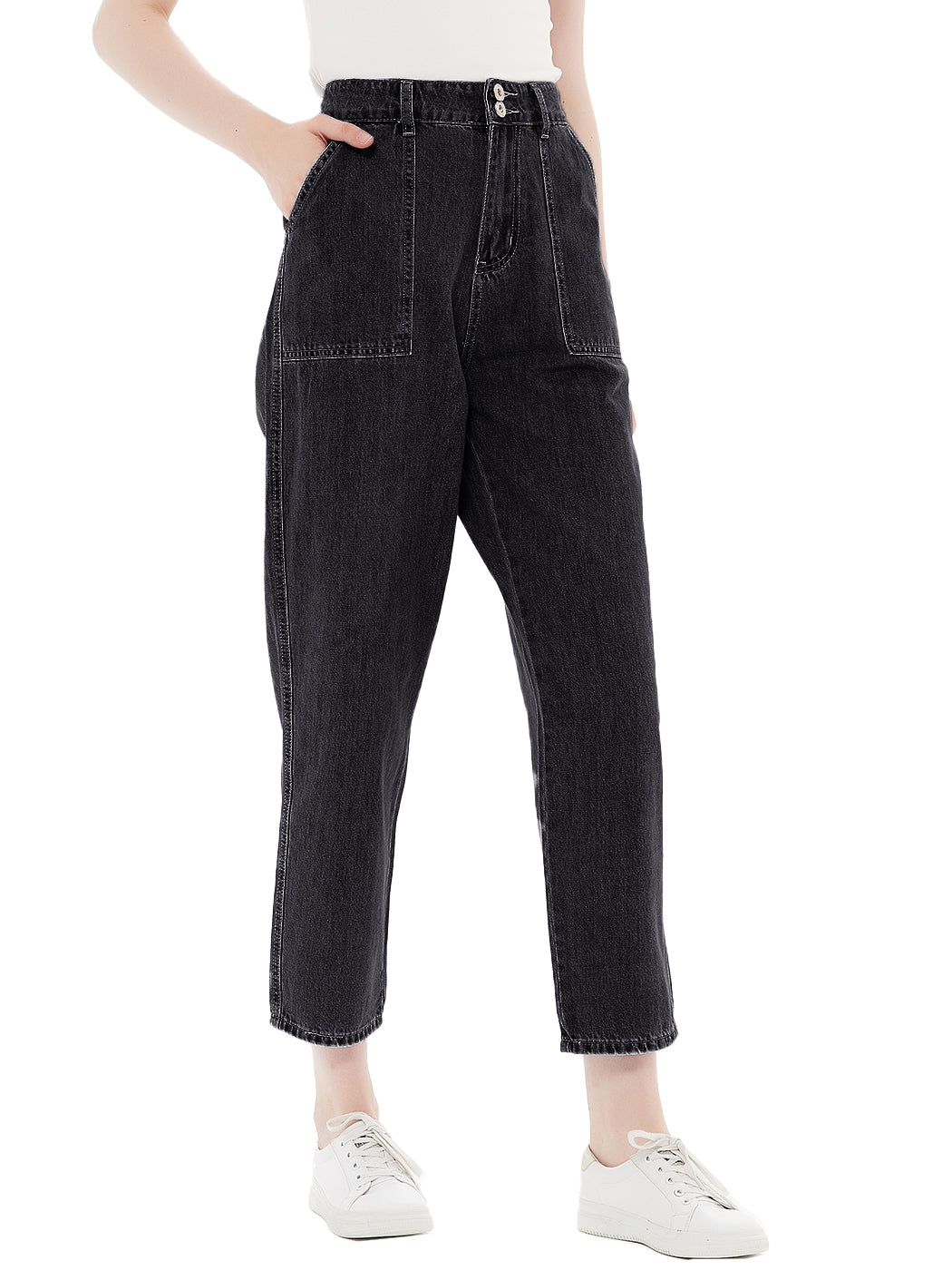 Loose Tapered Crop Denim Pants