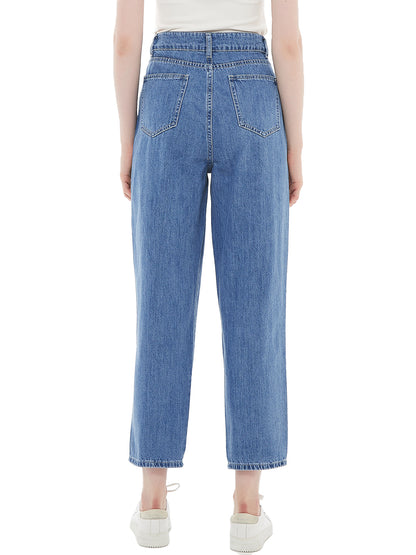 Loose Tapered Crop Denim Pants