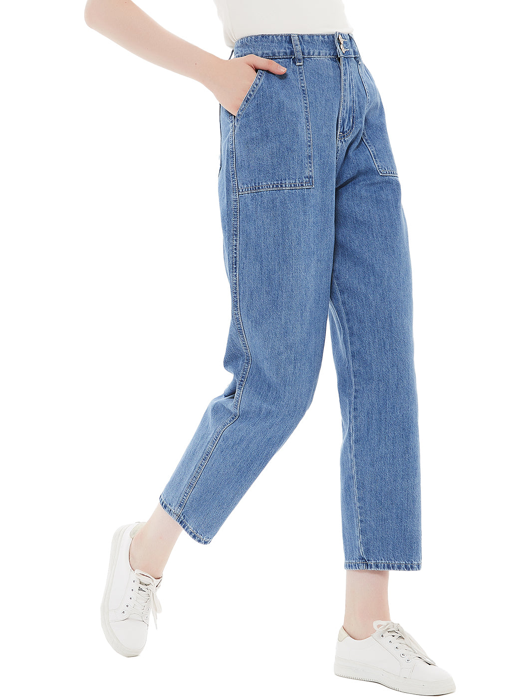 Loose Tapered Crop Denim Pants