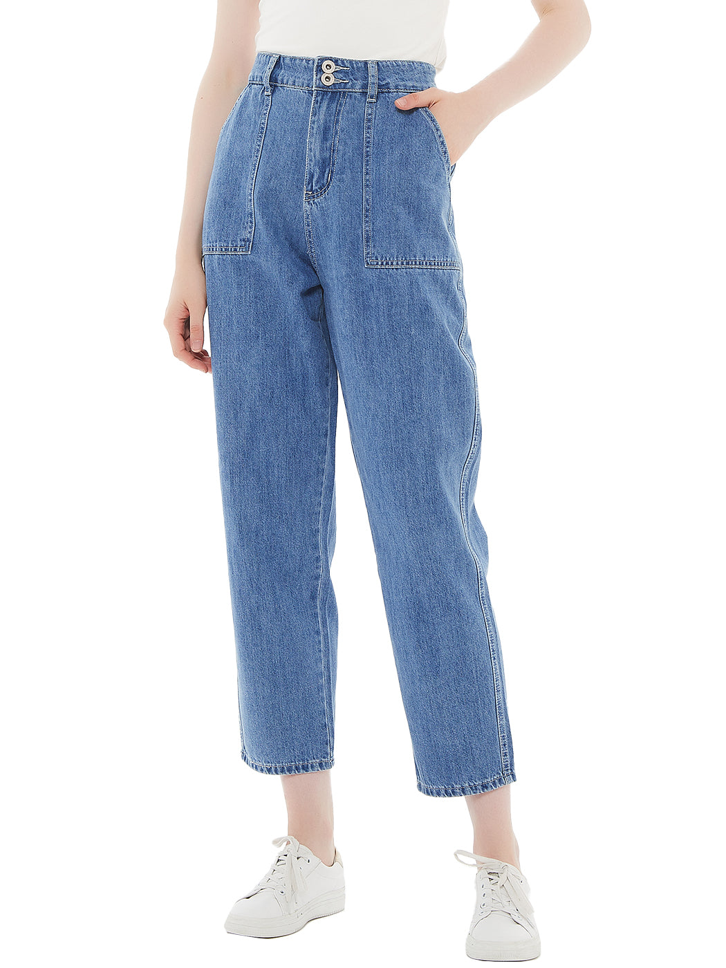 Loose Tapered Crop Denim Pants