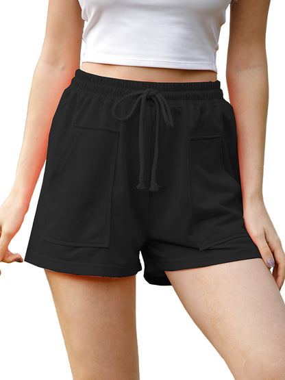 Pantalones cortos para correr, informales, holgados, lisos, con cordón, cintura elástica, bolsillos, pantalones cortos de playa de verano, pantalones de descanso