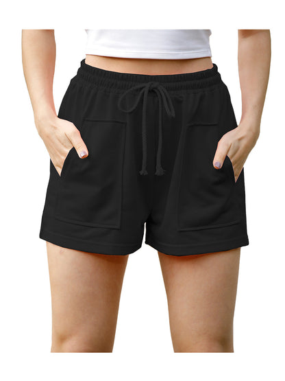 Pantalones cortos para correr, informales, holgados, lisos, con cordón, cintura elástica, bolsillos, pantalones cortos de playa de verano, pantalones de descanso