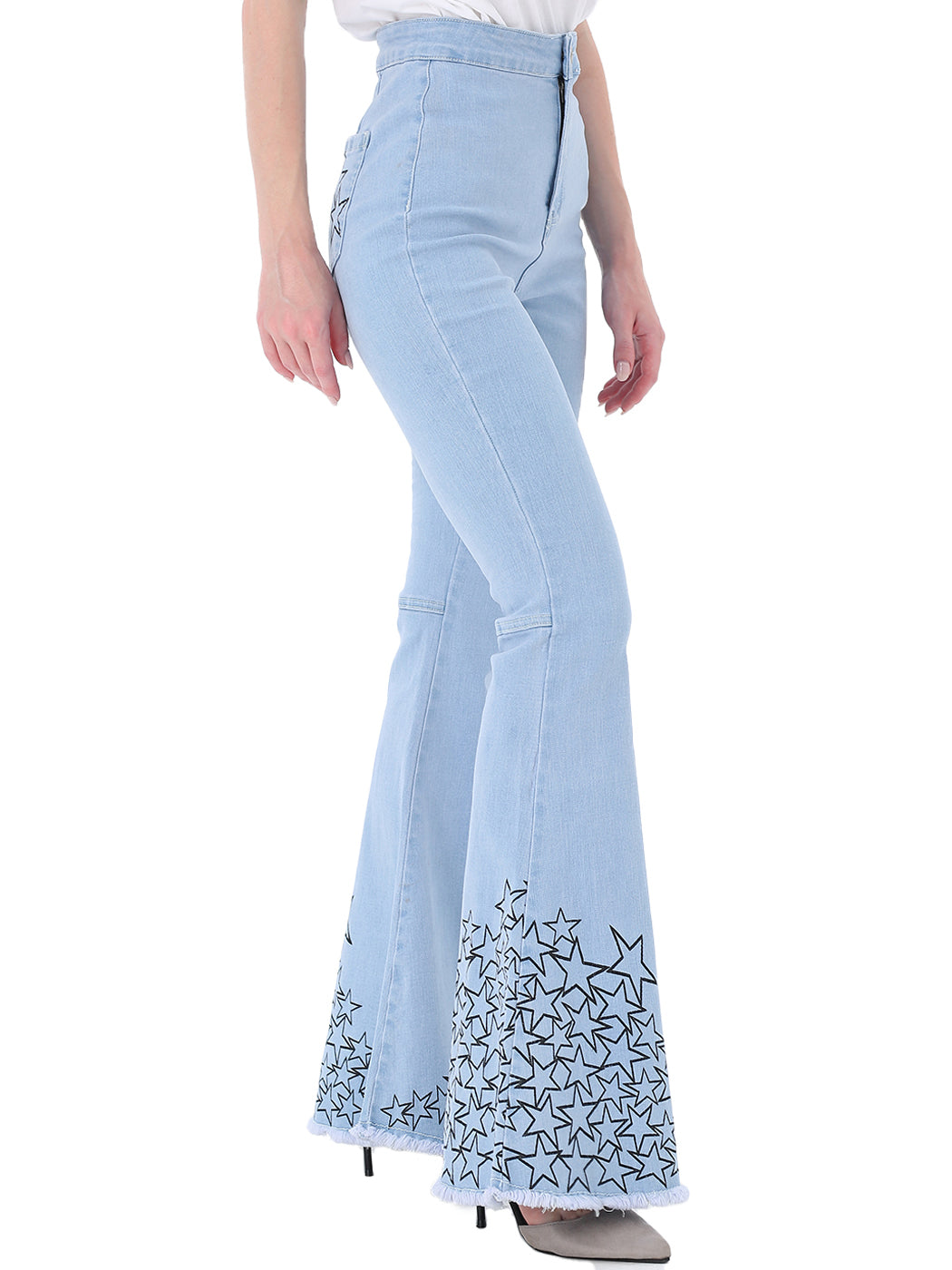 Pantalones vaqueros de cintura alta con campana