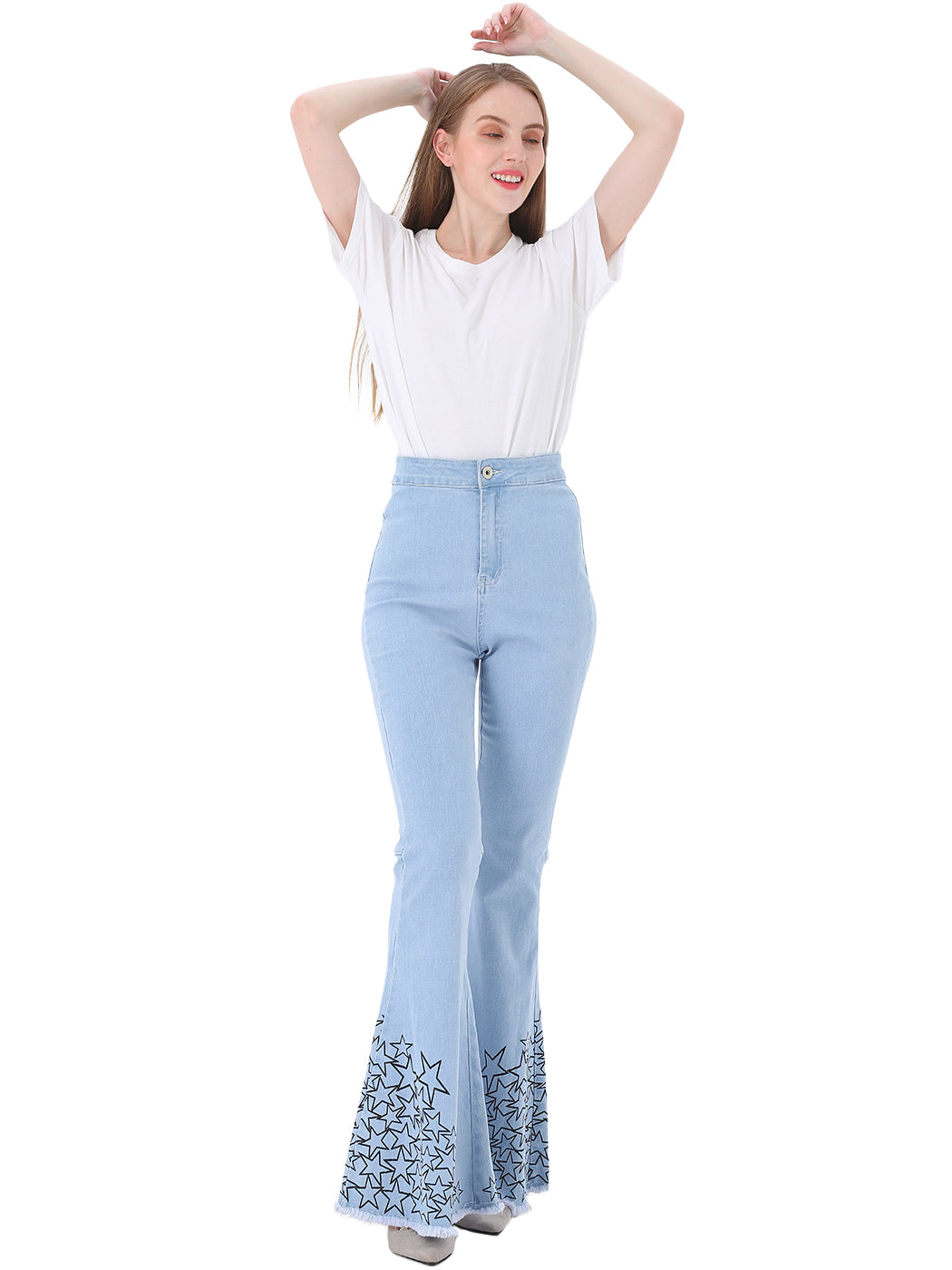 Pantalones vaqueros de cintura alta con campana
