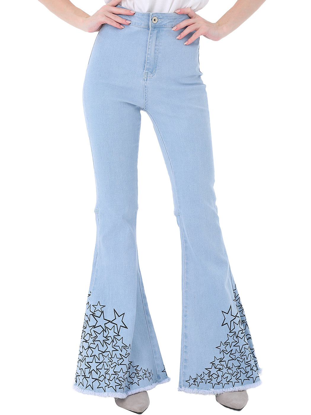 Pantalones vaqueros de cintura alta con campana