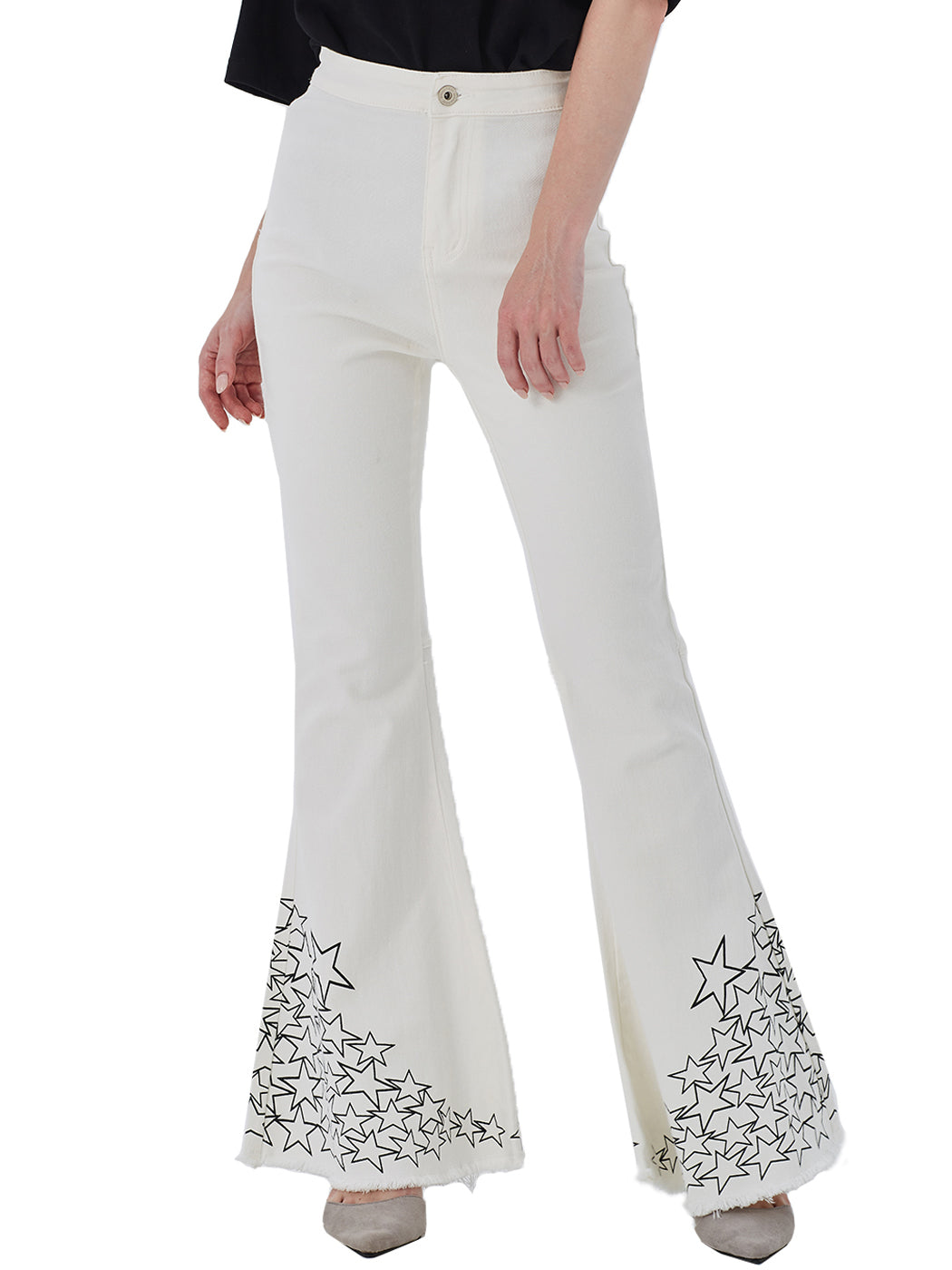 Pantalones vaqueros de cintura alta con campana