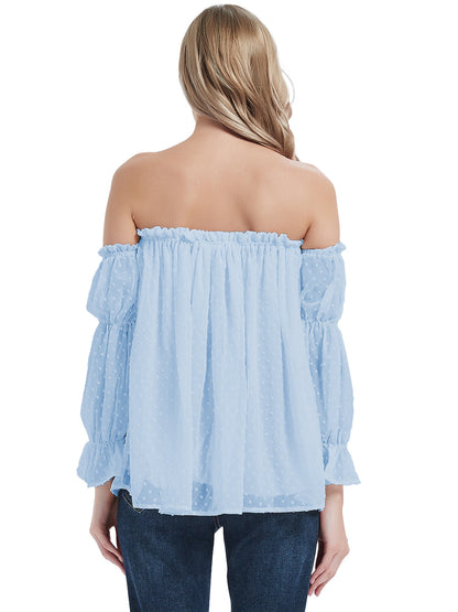 Blusa campesina de manga larga con hombros descubiertos y estilo bohemio semitransparente para mujer de Anna-Kaci