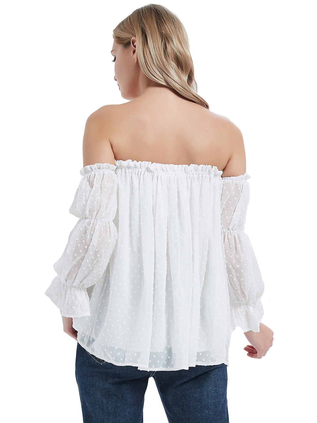 Blusa campesina de manga larga con hombros descubiertos y estilo bohemio semitransparente para mujer de Anna-Kaci