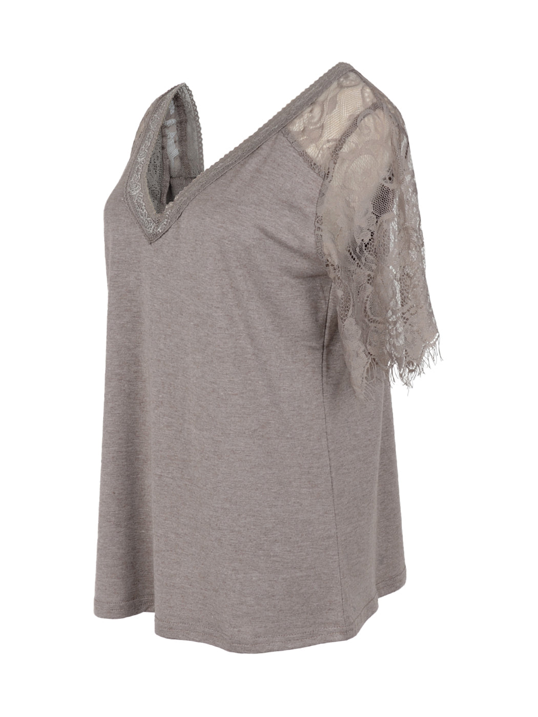 Lace Short Sleeve T-Shirt V Neck Cotton Summer Casual Tops Tee Shirts