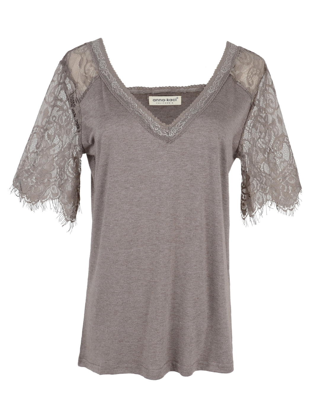 Lace Short Sleeve T-Shirt V Neck Cotton Summer Casual Tops Tee Shirts