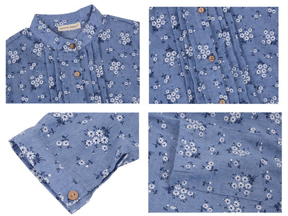 Camisas de talla grande, blusas casuales holgadas de manga larga con botones y estampado floral, blusas huecas