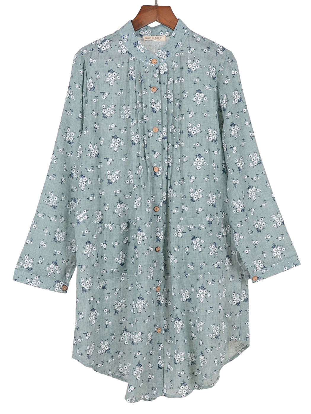 Camisas de talla grande, blusas casuales holgadas de manga larga con botones y estampado floral, blusas huecas