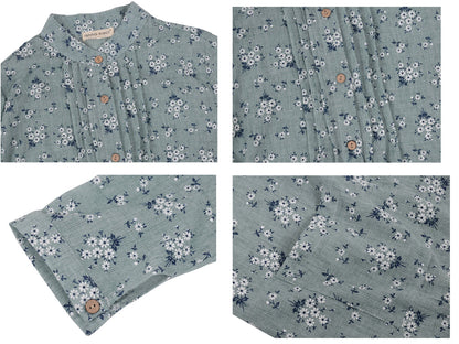 Camisas de talla grande, blusas casuales holgadas de manga larga con botones y estampado floral, blusas huecas
