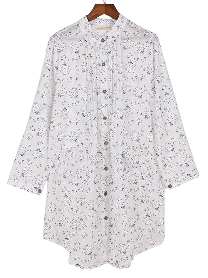 Camisas de talla grande, blusas casuales holgadas de manga larga con botones y estampado floral, blusas huecas