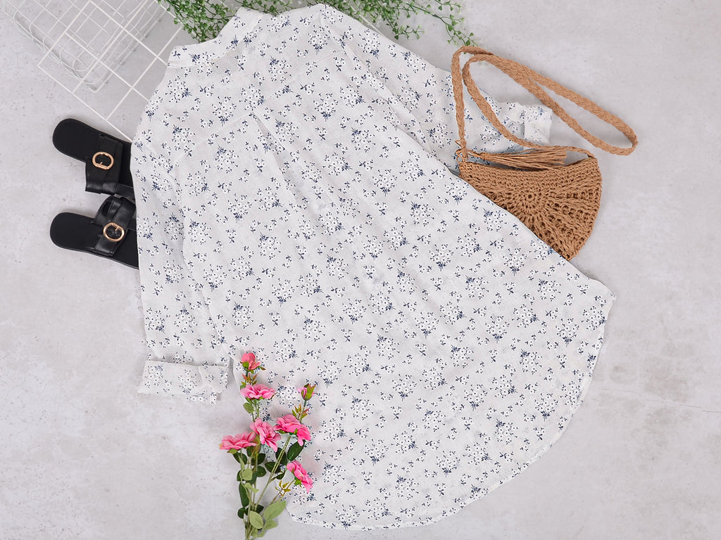 Camisas de talla grande, blusas casuales holgadas de manga larga con botones y estampado floral, blusas huecas