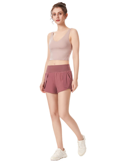 Pantalones cortos de entrenamiento para correr de secado rápido con bolsillo