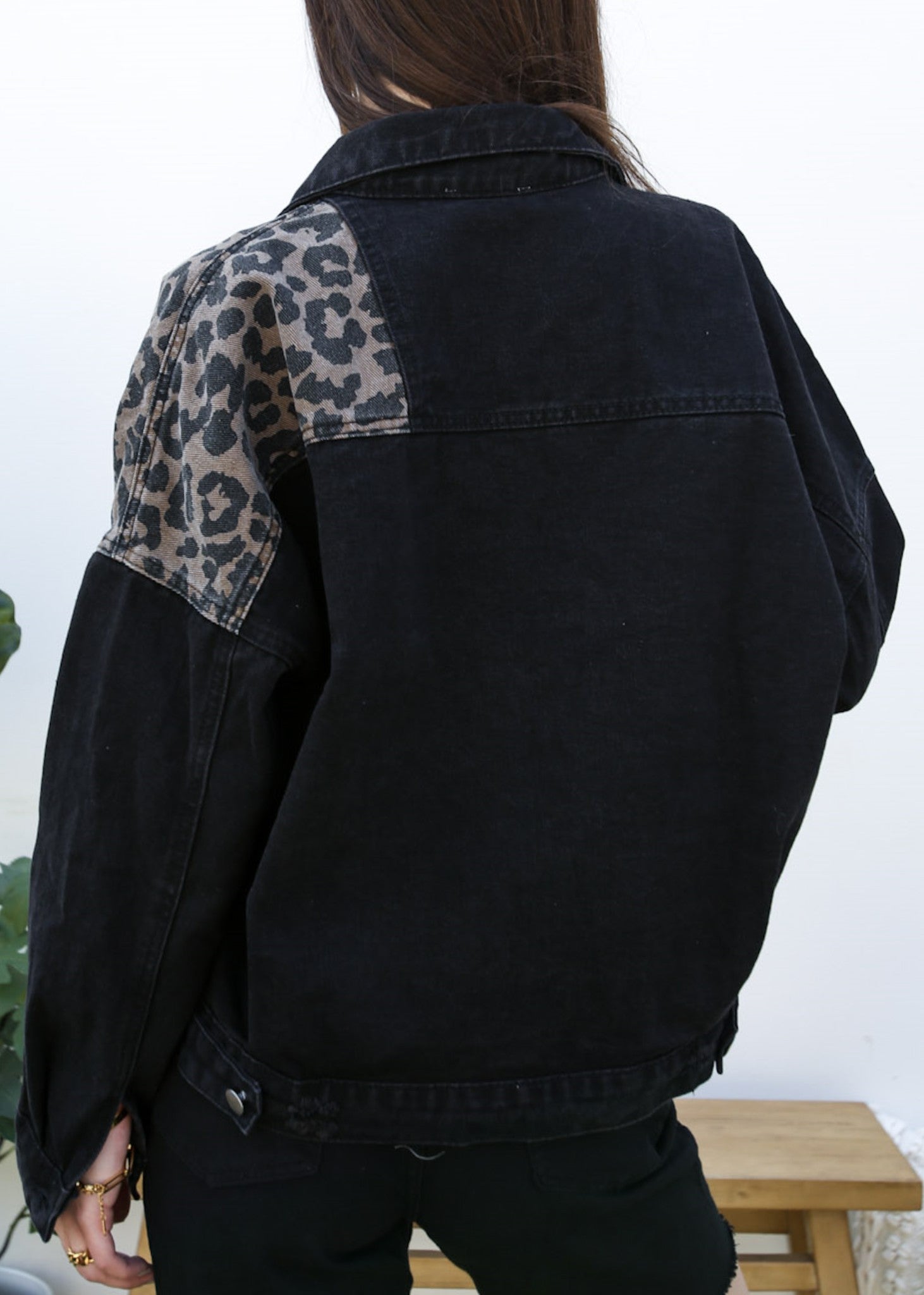Leopard Print Crop Denim Shacket