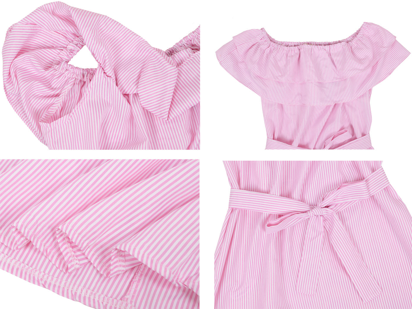 Vestido camisero corto de mezclilla con volantes, cómodo e informal con hombros descubiertos para mujer de Anna-Kaci