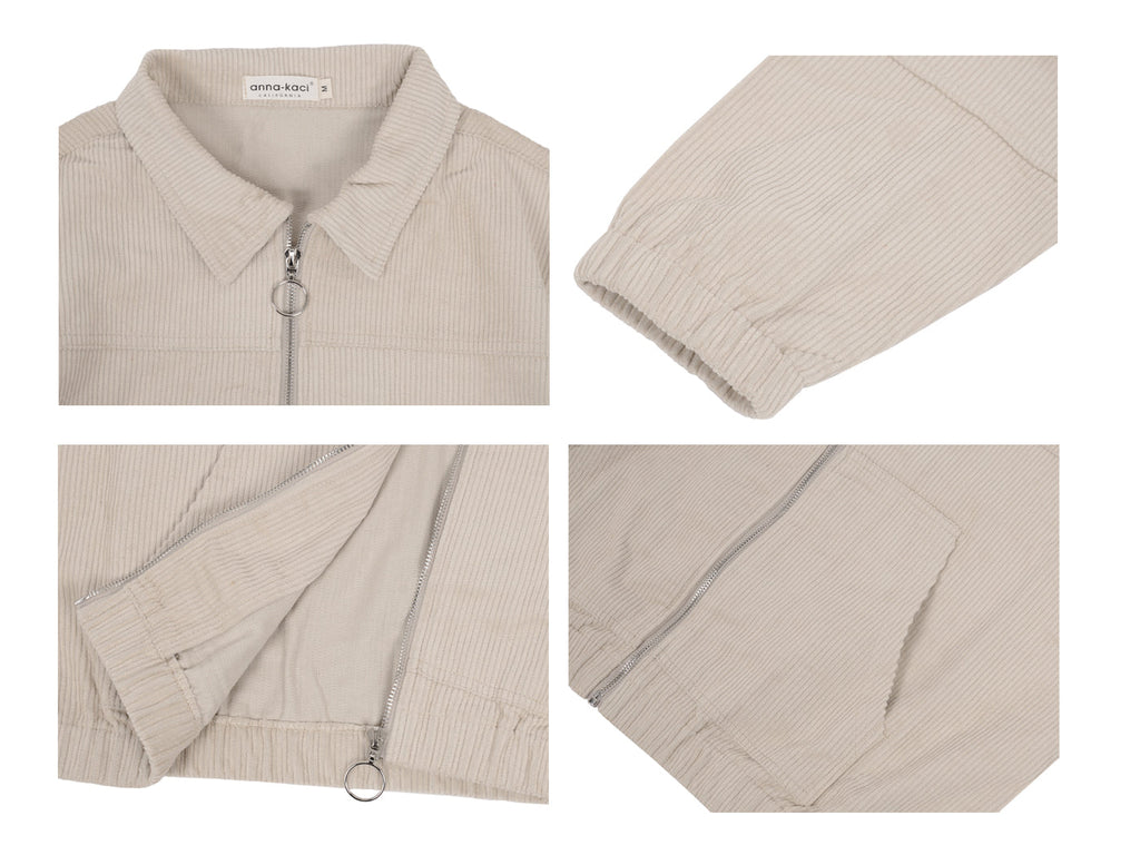 Chaqueta corta de pana de manga larga para mujer de Anna-Kaci