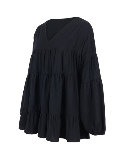 Blusas babydoll de gran tamaño con volantes y mangas farol para mujer de Anna-Kaci