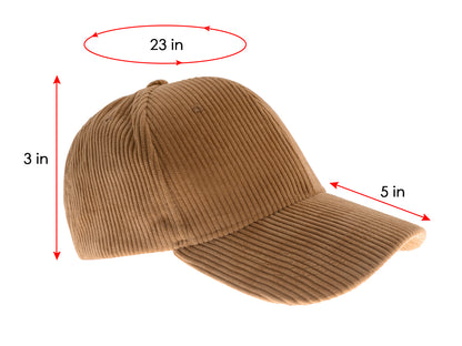 Gorra de pana Anna-Kaci, informal, lisa, clásica, con correa ajustable, suave, unisex