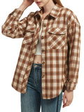 Chaqueta a cuadros para mujer de Anna-Kaci, camisas de manga larga con botones y abrigo de otoño